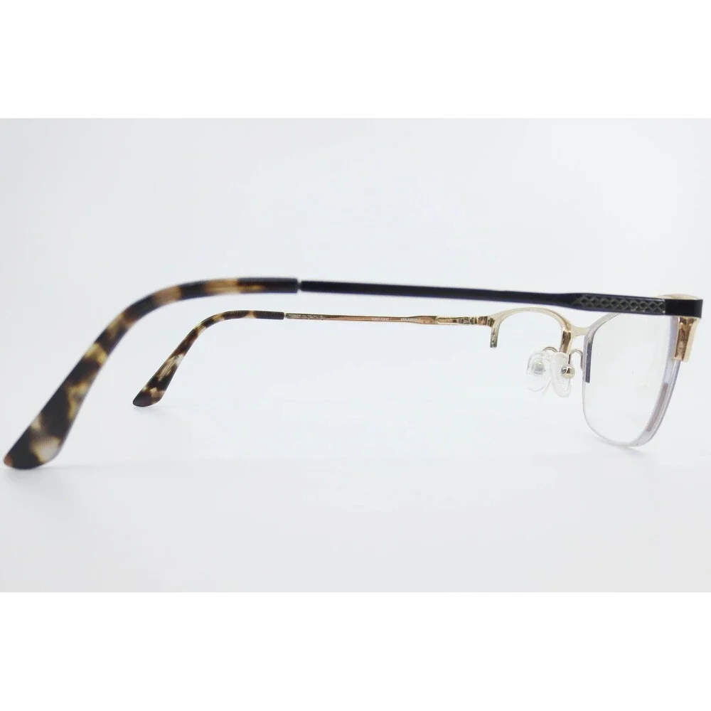 Karen Kane Spearmint Eyeglasses Black Gold Semi Rimless Cat Eye Frames 51-18-140